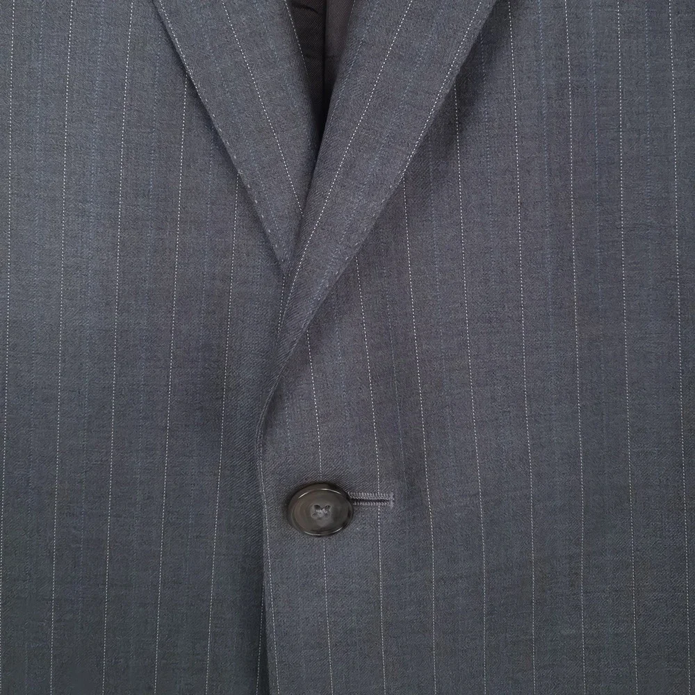 Ermenegildo Zegna Blazer Mens 58L Grey Pinstripe Trofeo Wool Neiman Marcus